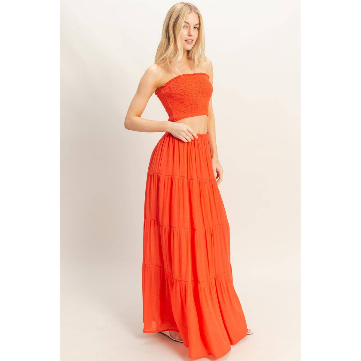 Tiered Skirt: WHITE / S-M-L(2-2-2)