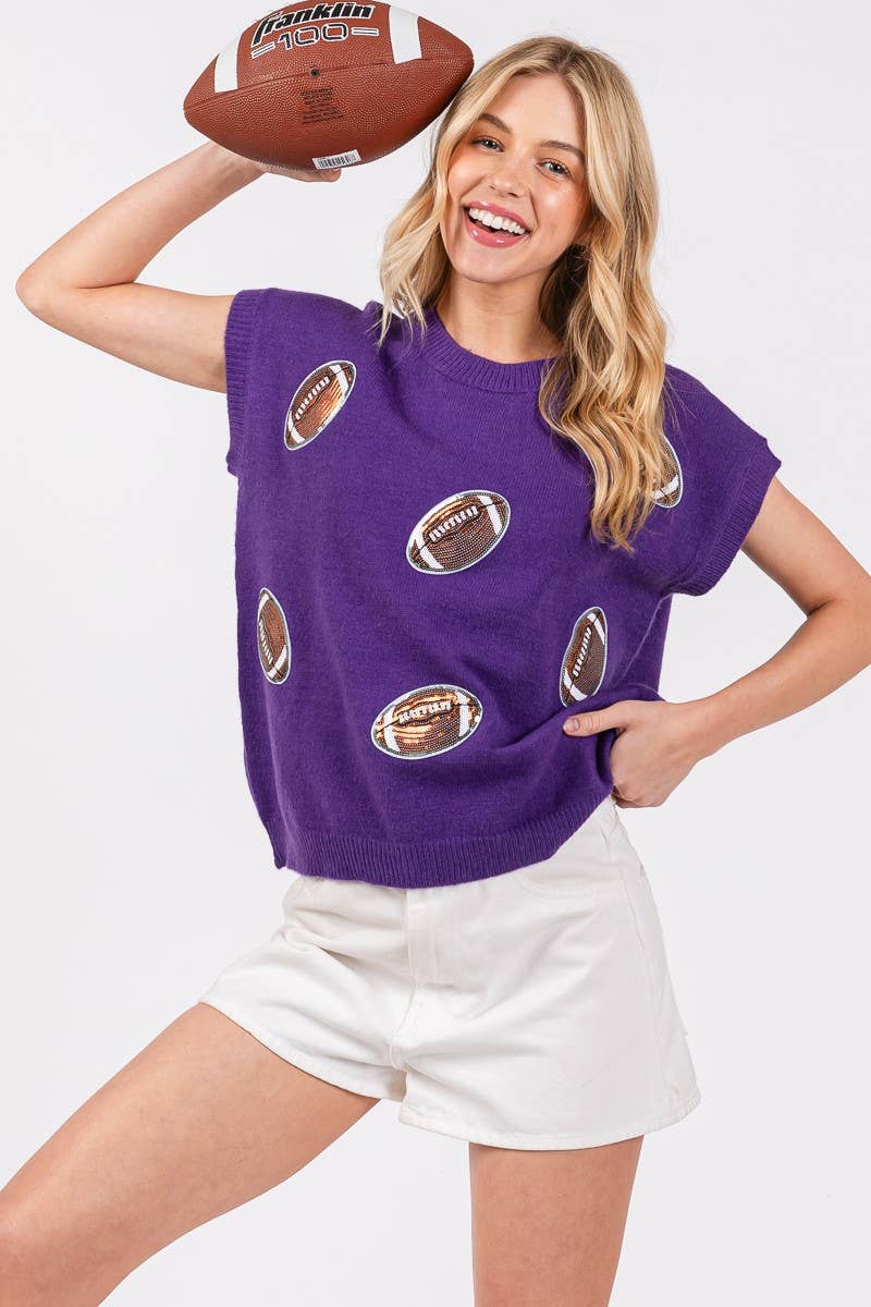 GAME DAY FOOTBALL PATCH SWEATER TOP