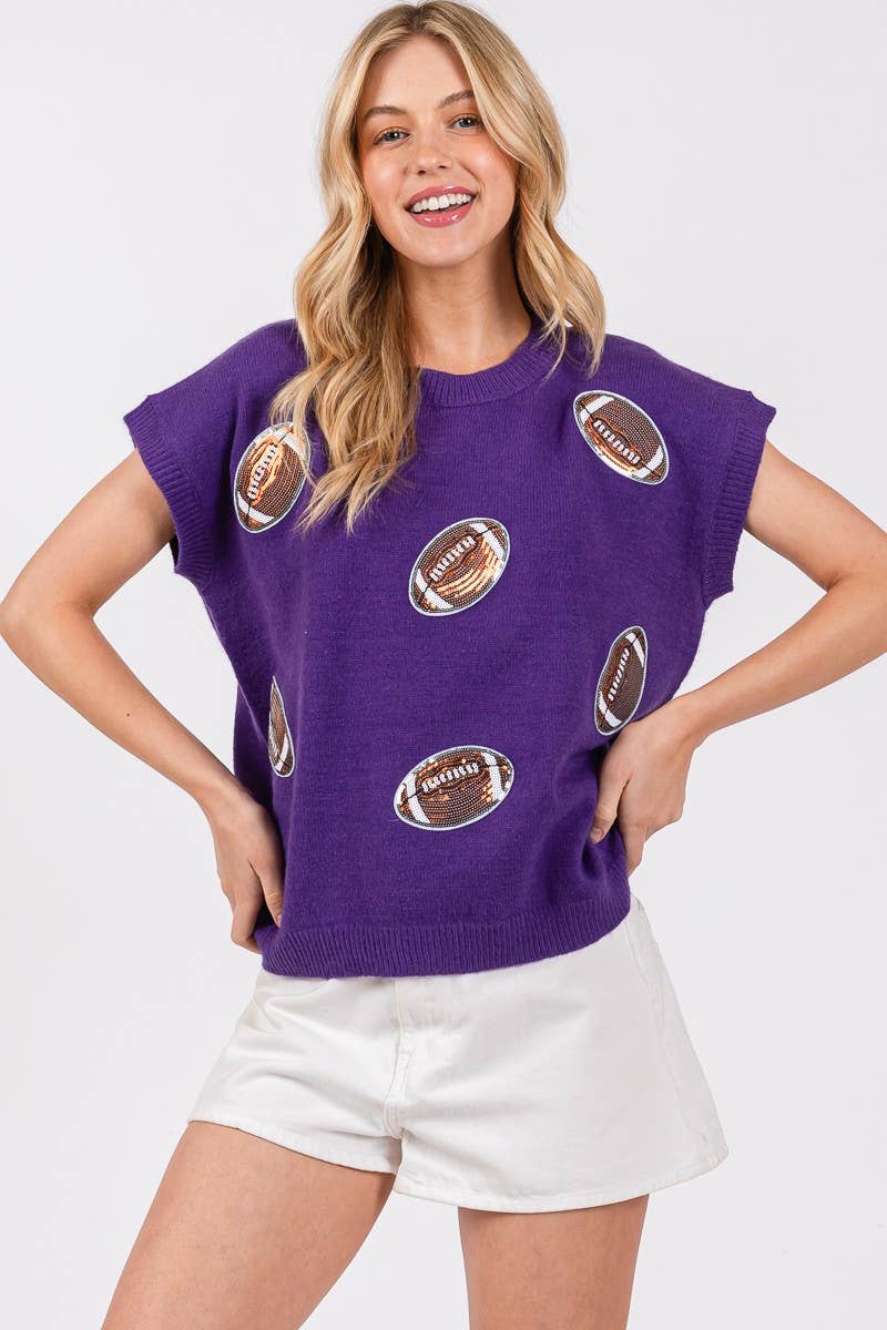 GAME DAY FOOTBALL PATCH SWEATER TOP