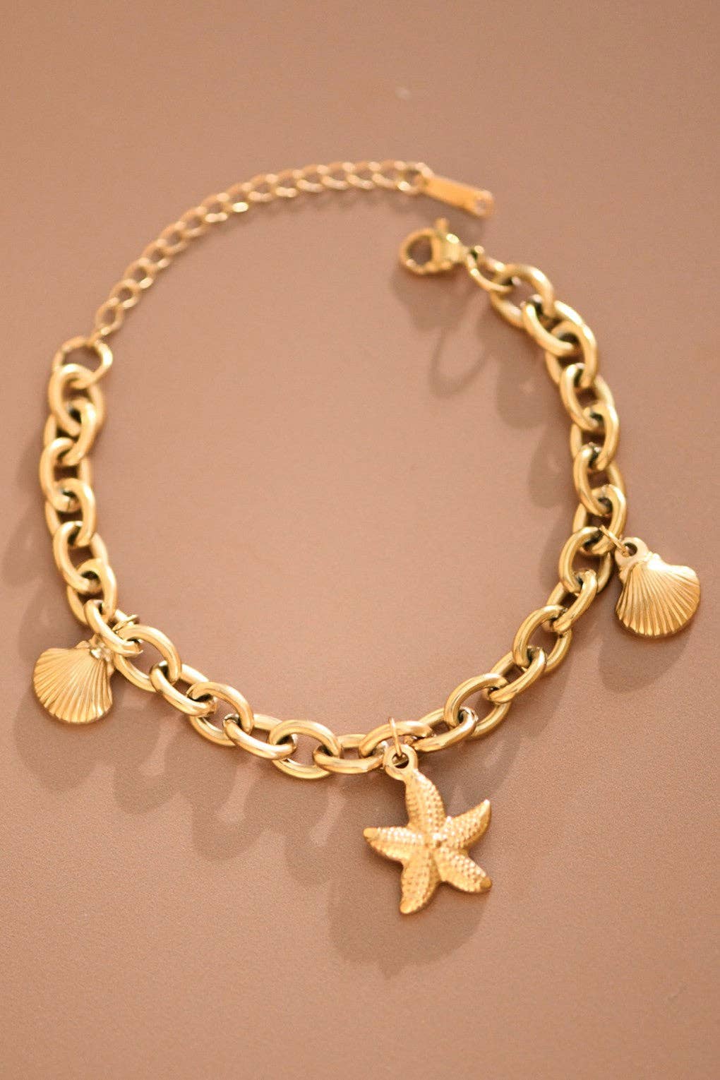 18K Gold PVD Plated Waterproof Stainless Steel Chain Bracelet - 7797