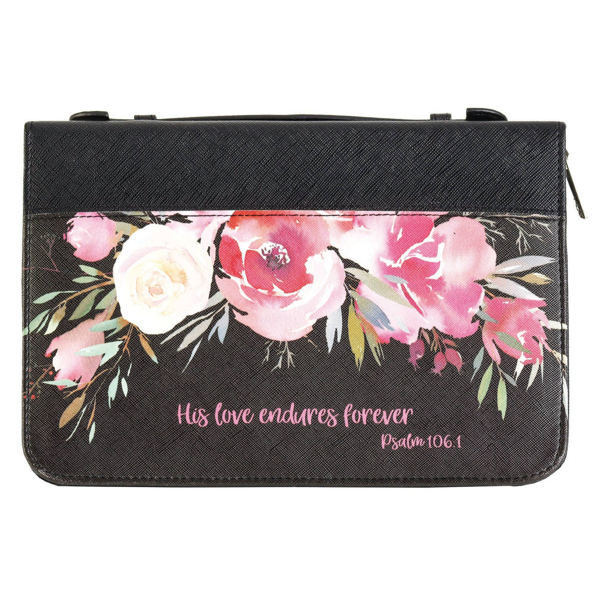 White Dove Bible Case -His love endures forever Black XL