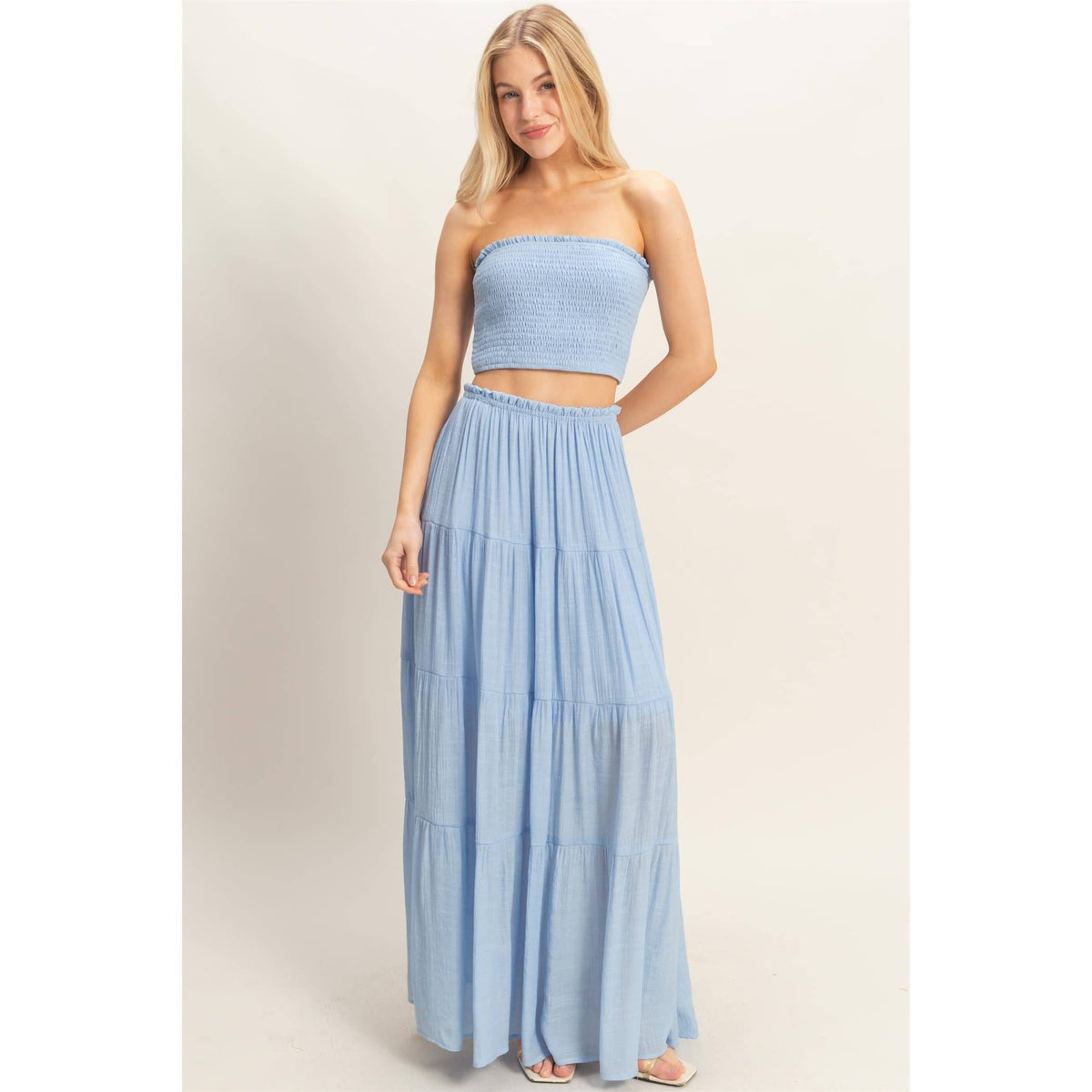 Tiered Skirt: WHITE / S-M-L(2-2-2)