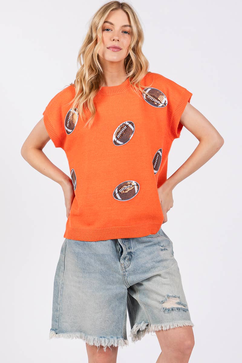 GAME DAY FOOTBALL PATCH SWEATER TOP