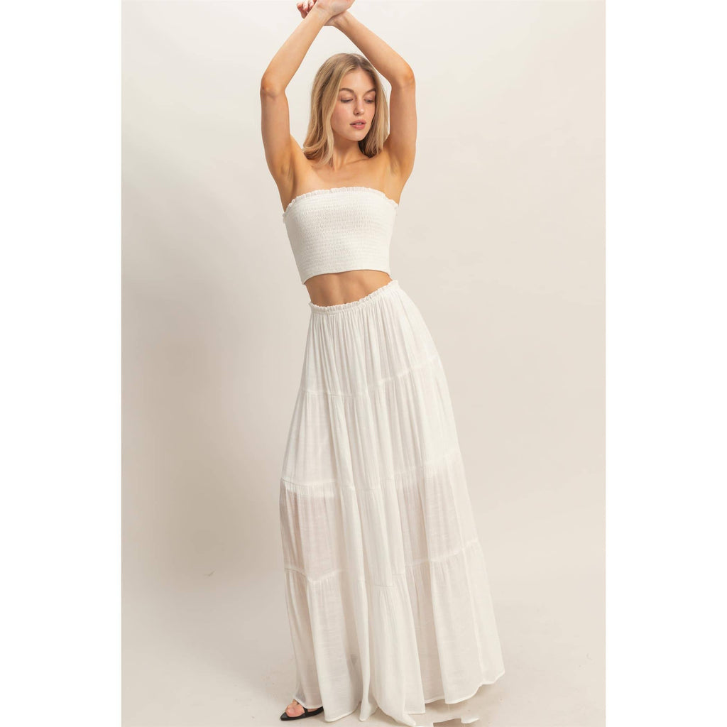 Tiered Skirt: WHITE / S-M-L(2-2-2)